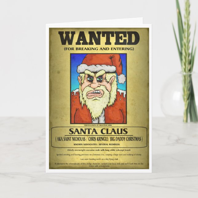 Cartes Pour Fêtes Annuelles Poster Recherché Père Noël (Devant)
