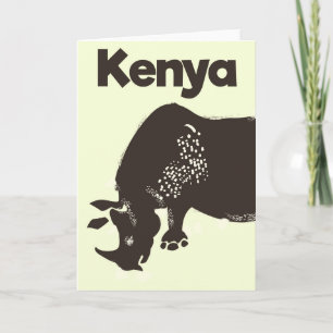 Cartes Pour Fêtes Annuelles Poster vintage africain du Kenya Rhino