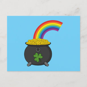 Cartes Pour Fêtes Annuelles Pot de dessin en or arc-en-ciel
