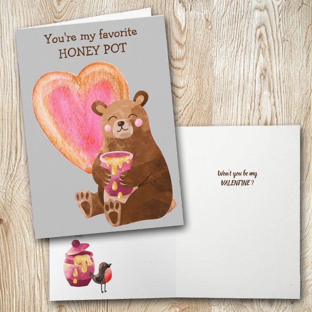 Cartes Pour Fêtes Annuelles Pot de miel préféré et ours Valentine (Créateur téléchargé)