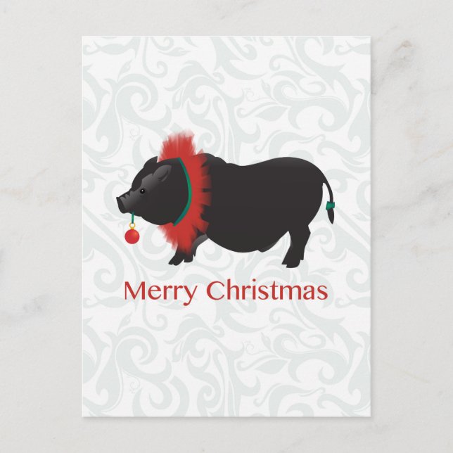 Cartes Pour Fêtes Annuelles Potbellied Cochon Joyeux Noël Design (Devant)