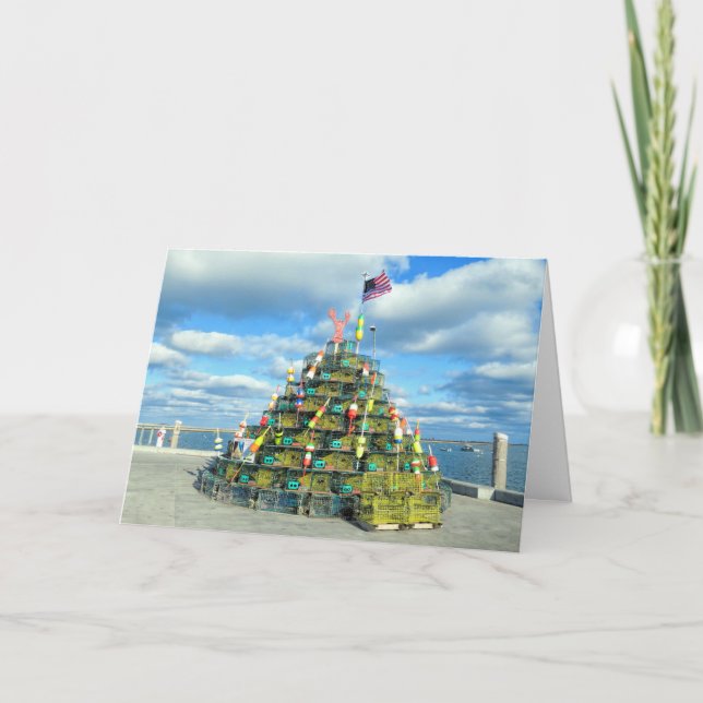 Cartes Pour Fêtes Annuelles Pots de homard Arbre Plymouth MA (Devant)