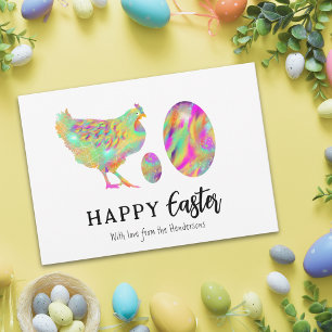 Cartes Pour Fêtes Annuelles Poule et œufs de Pâques personnalisés aquarelle co