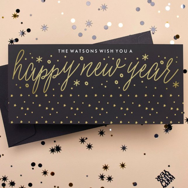 Cartes Pour Fêtes Annuelles Pouler Texte Mains Écrit Bonne Année (Créateur téléchargé)