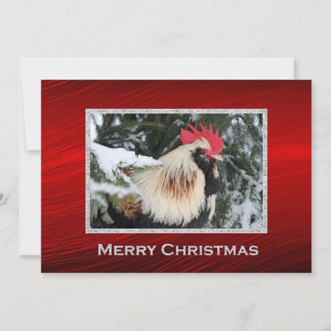Cartes Pour Fêtes Annuelles Poulet à rôtissoire photo de neige Appartement de  (Devant)