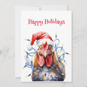 Cartes Pour Fêtes Annuelles Poulet dans l'eau aquarelle Noël Fêtes