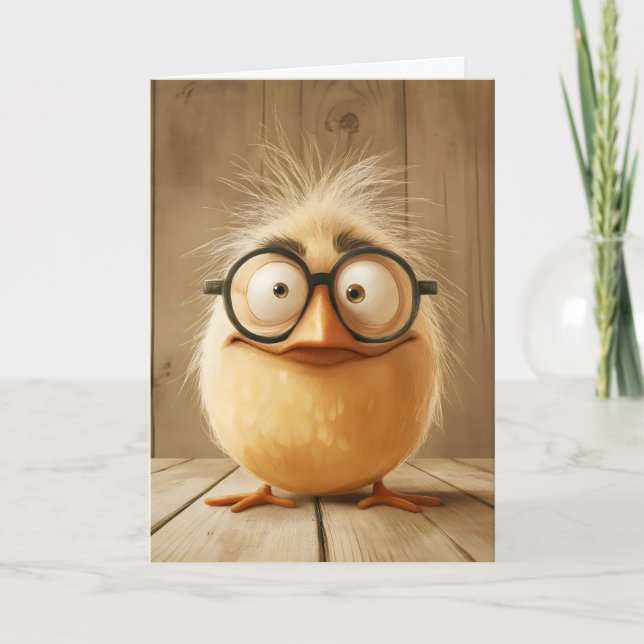 Cartes Pour Fêtes Annuelles Poulet dans les lunettes Jour d'administration (Devant)