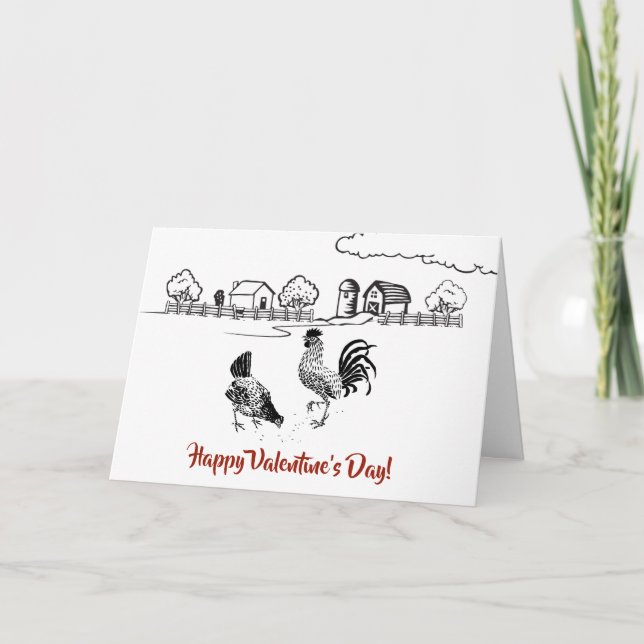 Cartes Pour Fêtes Annuelles Poulet dans LOVE Country Farm Saint Valentin (Devant)