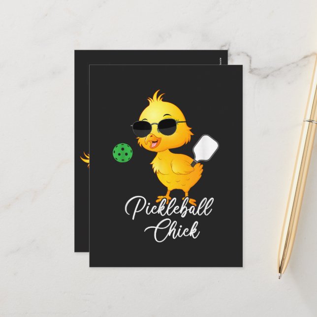 Cartes Pour Fêtes Annuelles Poulet de Pickleball Drôle de Pickleball (Devant/Arrière en situation)