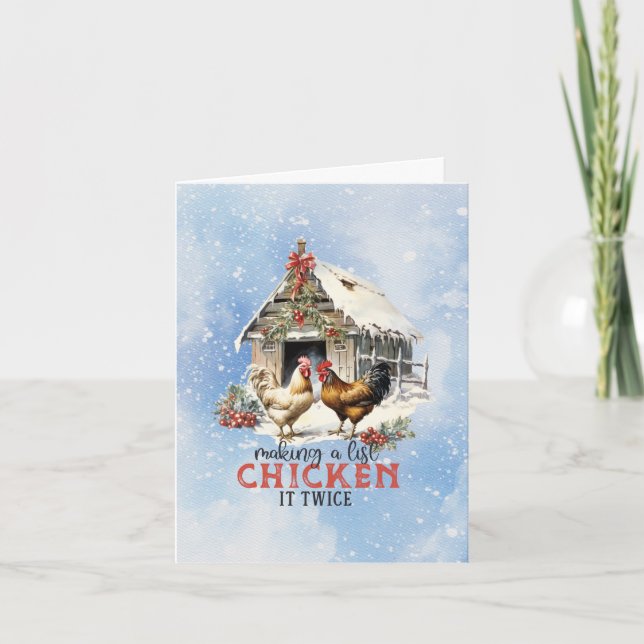 Cartes Pour Fêtes Annuelles Poulet Deux Fois (Devant)
