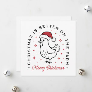 Cartes Pour Fêtes Annuelles Poulet Joyeux Noël ferme pays des citations amusan