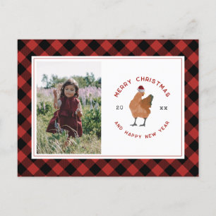 Cartes Pour Fêtes Annuelles Poulet Noël Photo Buffalo Plaid