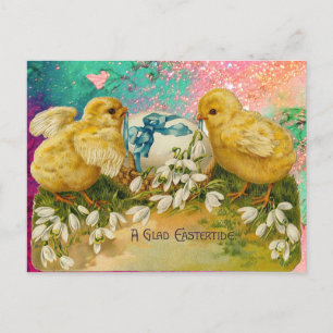 CARTES POUR FÊTES ANNUELLES POULET, ROUGEOIS ET OEUF DE PÂQUES À BASE DE BLEU
