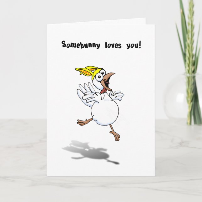 Cartes Pour Fêtes Annuelles Poulet Valentin avec Casquette Bunny ! (Devant)