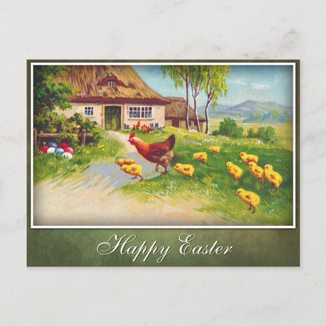 Cartes Pour Fêtes Annuelles Poulets et oeufs de Pâques (Devant)