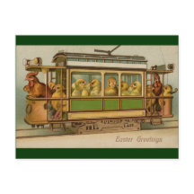 Poulets sur chariot Voiture Vintage Pâques