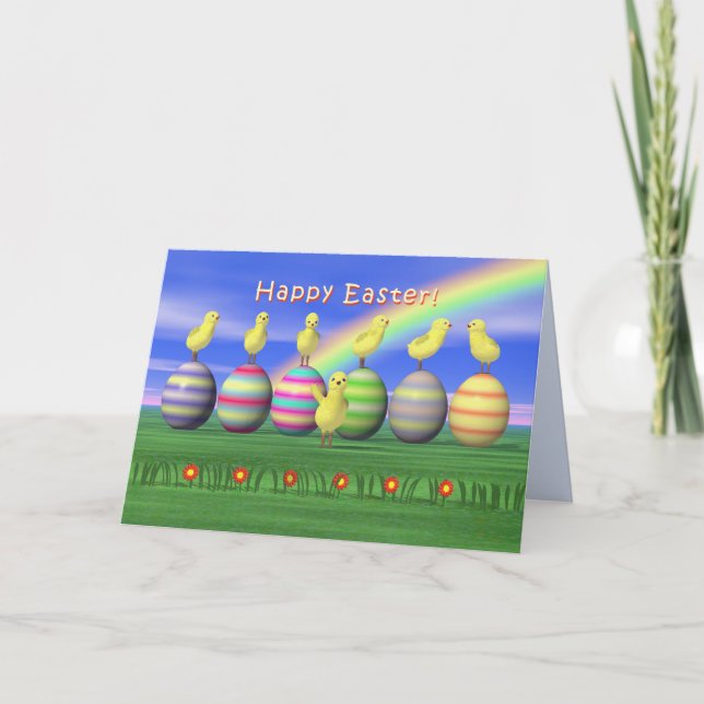 Cartes Pour Fêtes Annuelles Poulets sur les oeufs de Pâques (Devant)
