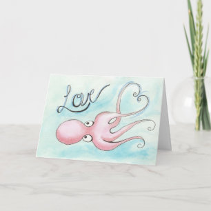 Cartes Pour Fêtes Annuelles Poulpe de coeur