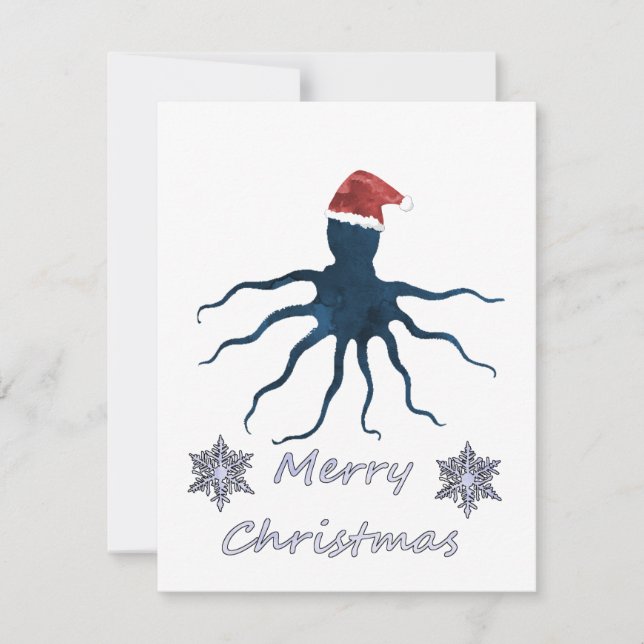Cartes Pour Fêtes Annuelles poulpe de Noël (Devant)