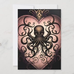 Cartes Pour Fêtes Annuelles Poulpe gothique de style tatouage