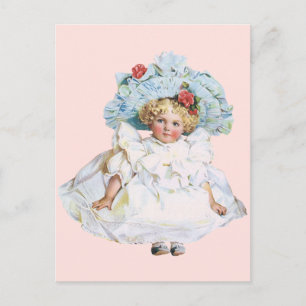 Cartes Pour Fêtes Annuelles Poupée vintage de fille victorienne, Casquette de 