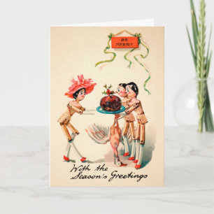 Cartes Pour Fêtes Annuelles Poupées en bois victorien vintage Oiseau mort