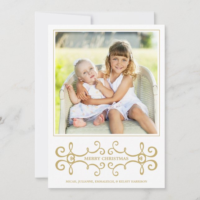 Cartes Pour Fêtes Annuelles Poupées modernes Faux Gold Foil Doses Blanc (Devant)