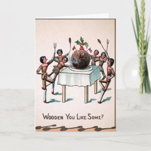 Cartes Pour Fêtes Annuelles Poupées vintages en bois victorien Pudding de prun