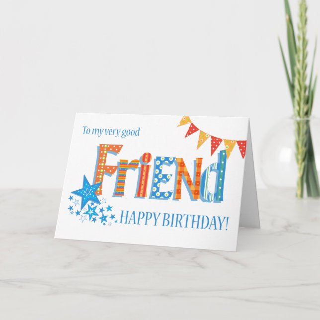 Cartes Pour Fêtes Annuelles Pour Ami Birthday Bright Bund et Stars Card (Devant)