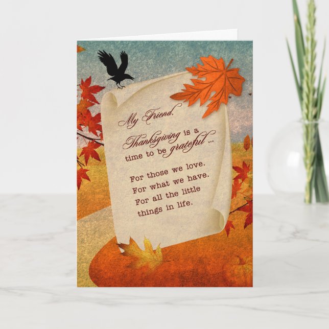 Cartes Pour Fêtes Annuelles pour Ami Sentimental Autumn Path Thanksgiving (Devant)