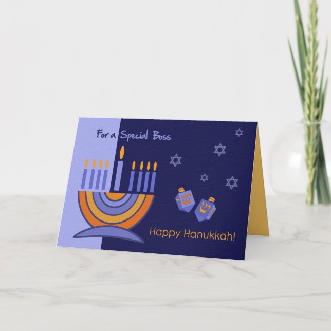 Cartes Pour Fêtes Annuelles Pour Boss sur Hanoukka Greeting Card (Devant)