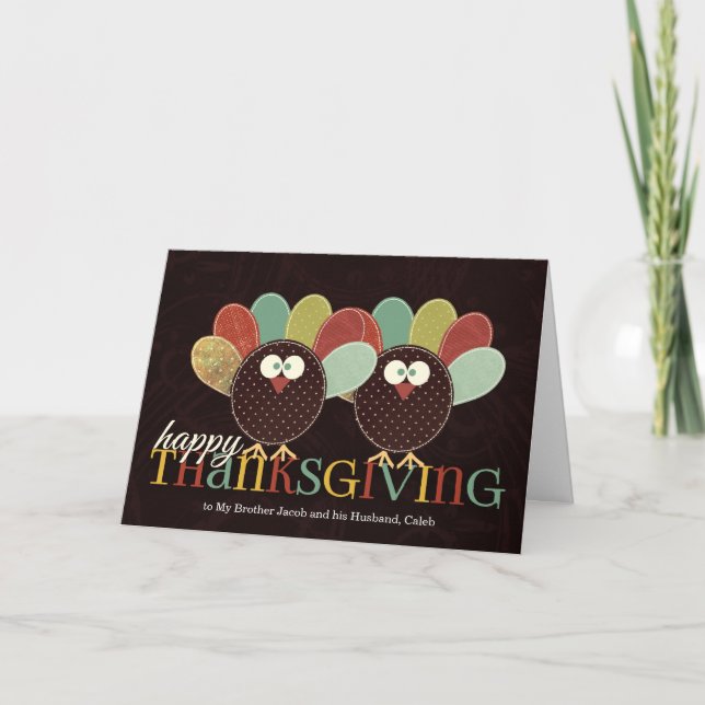 Cartes Pour Fêtes Annuelles pour Brother et son mari Thanksgiving Pair (Devant)