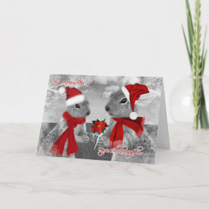 Cartes Pour Fêtes Annuelles pour Femme Romantique Noël d'amour écureuil de Noë