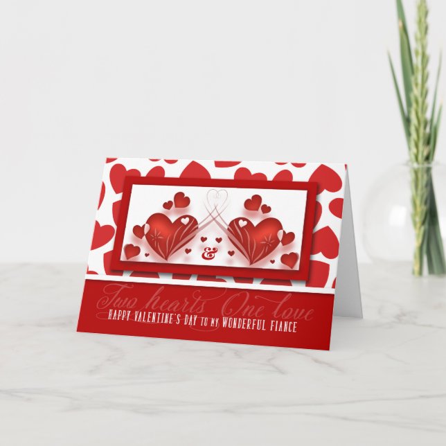 Cartes Pour Fêtes Annuelles pour Fiance Saint-Valentin Romantique Coeurs rouge (Devant)
