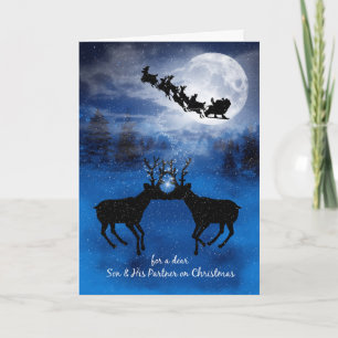 Cartes Pour Fêtes Annuelles pour Fils et partenaire Kisser Reindeer Noël