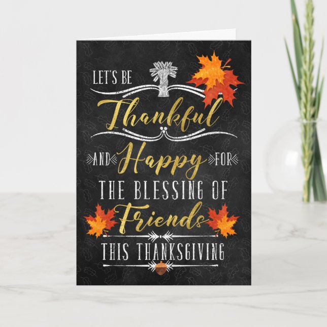 Cartes Pour Fêtes Annuelles pour Friend Thanksgiving Blessings Chalkboard (Devant)