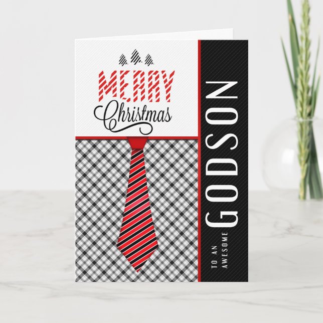 Cartes Pour Fêtes Annuelles pour Godson Merry Christmas Masculine Necktie (Devant)