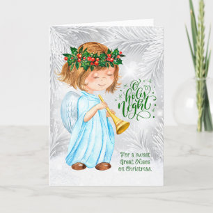 Cartes Pour Fêtes Annuelles pour la Grande Nièce Angel de Noël Fille et Pins