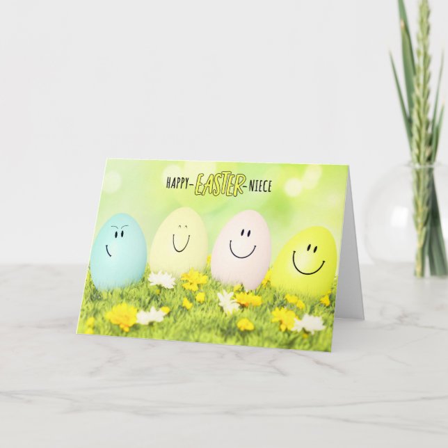Cartes Pour Fêtes Annuelles pour la nièce souriante OEufs de Pâques (Devant)