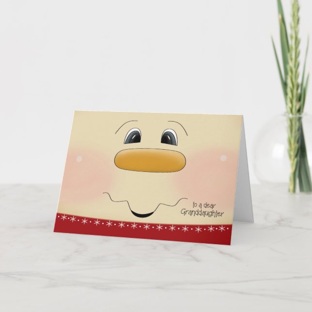 Cartes Pour Fêtes Annuelles Pour la petite-fille Noël Joyeux visage Snowman (Devant)