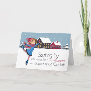 Cartes Pour Fêtes Annuelles pour la petite-fille Patineuse hivernale