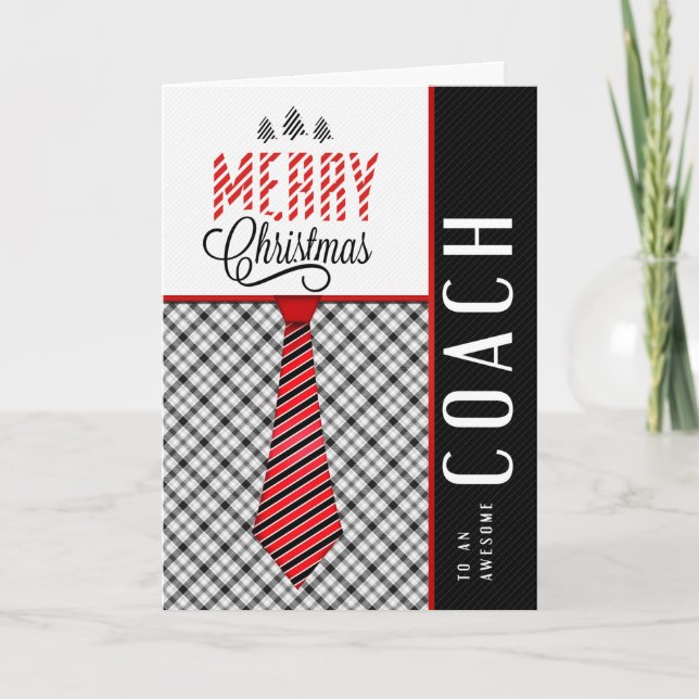 Cartes Pour Fêtes Annuelles pour le coach Joyeux Noël cravate masculine (Devant)