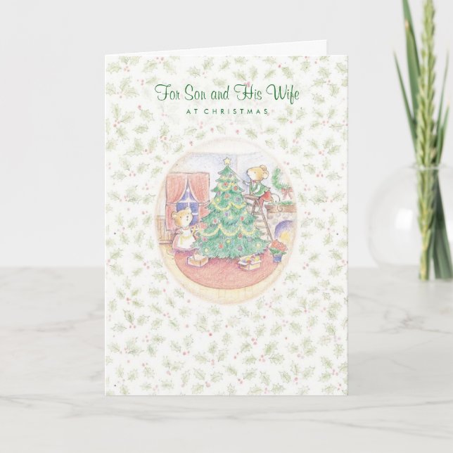 Cartes Pour Fêtes Annuelles Pour le fils et son épouse à Noël (Devant)