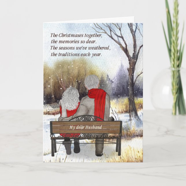 Cartes Pour Fêtes Annuelles pour le mari, citoyen âgé Couple Noël hiver (Devant)