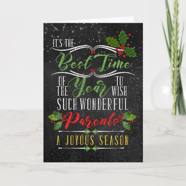 Cartes Pour Fêtes Annuelles pour les Parents meilleur temps de l'année Tableau (Devant)