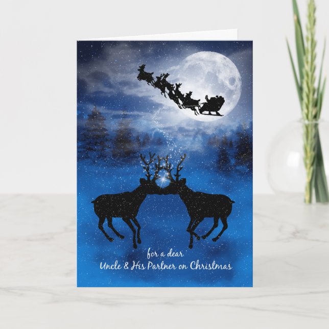 Cartes Pour Fêtes Annuelles pour l'oncle et l'associé Kisser Reindeer Noël (Devant)