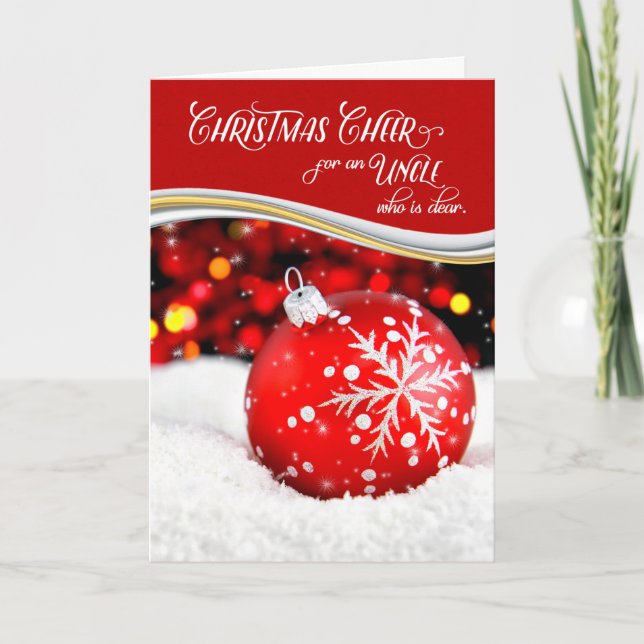 Cartes Pour Fêtes Annuelles pour l'oncle Noël Cheval rouge flocon de neige (Devant)