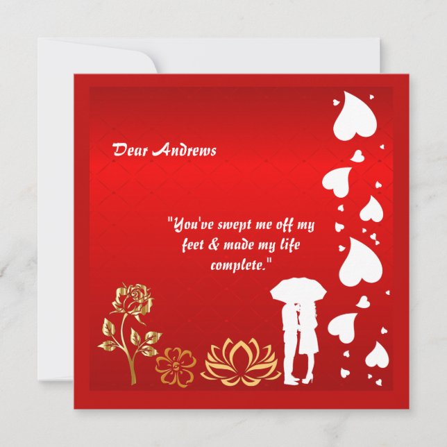Cartes Pour Fêtes Annuelles Pour lui Custom Red Valentines Day Hearts Rose (Devant)