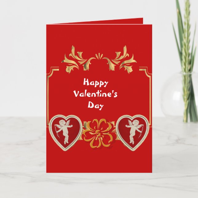 Cartes Pour Fêtes Annuelles Pour lui Saint-Valentin Romantique Red Cupid Angel (Devant)