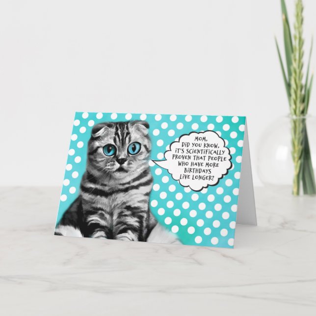 Cartes Pour Fêtes Annuelles pour Maman Amusante Anniversaire Cartoon Chat et p (Devant)